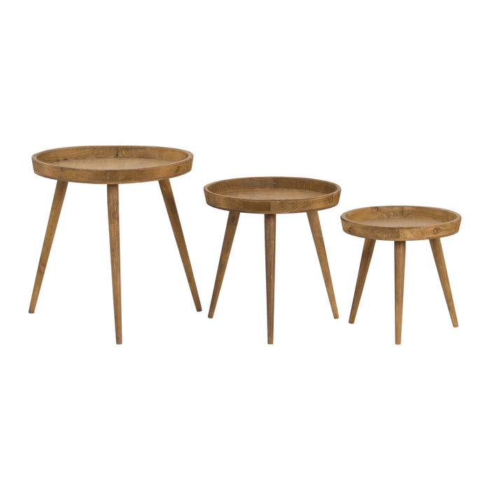 Loft Collection Set Of 3 Round Wooden Tables