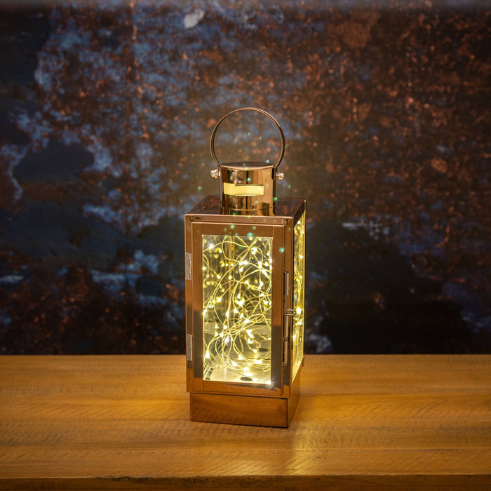 Copper Lantern With Led Micro Lights