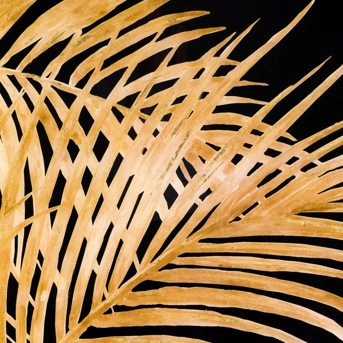 Large Metallic Palm Leaf Glass Image In Gold Frame