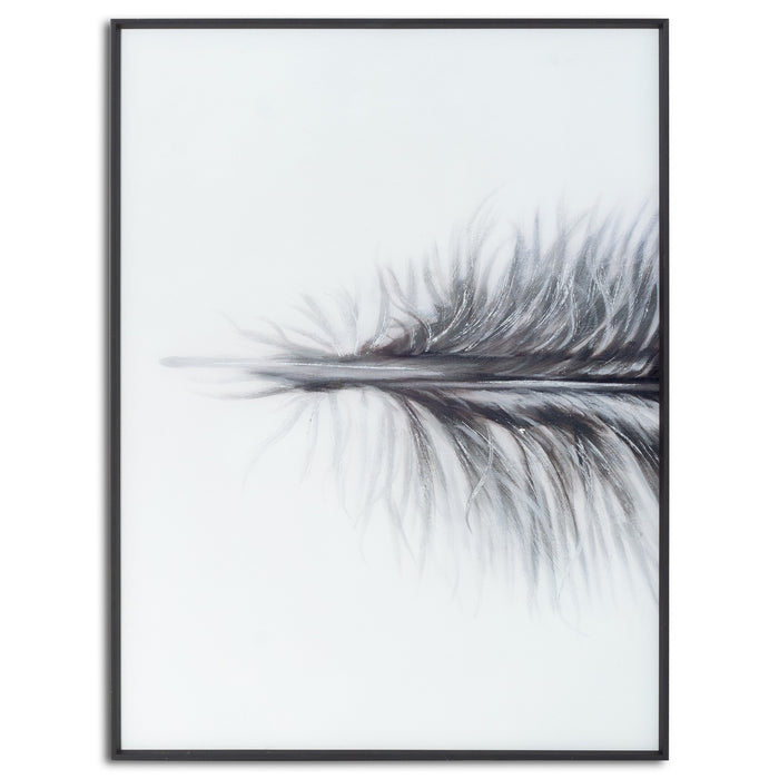 Black Striped Feather Over 3 Black Glass Frames