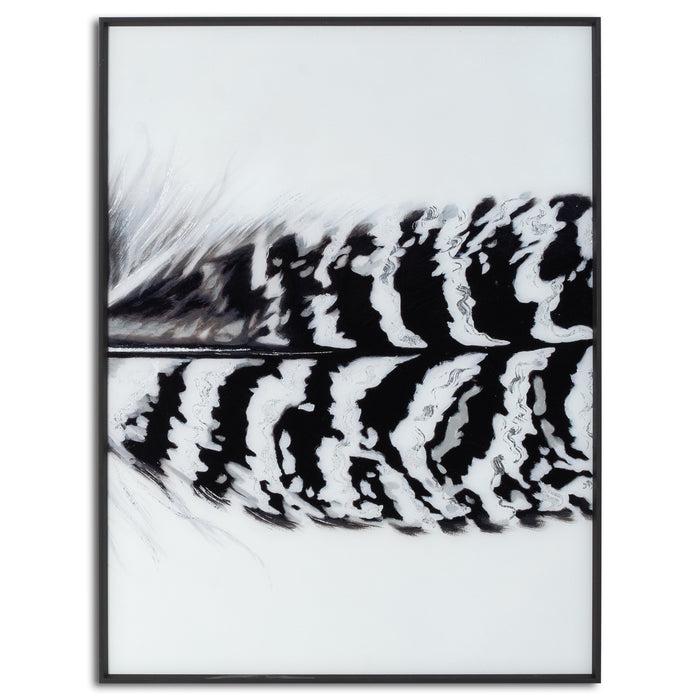 Black Striped Feather Over 3 Black Glass Frames