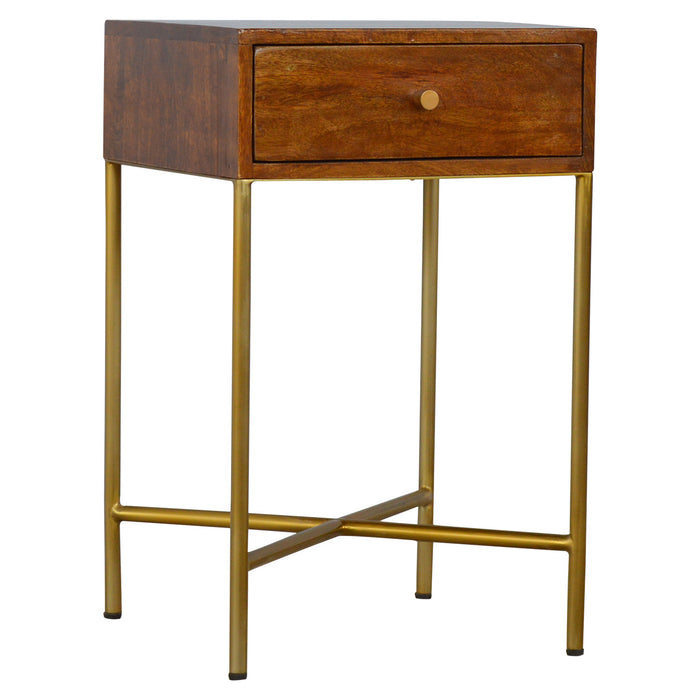 Chestnut End Table with Gold Base