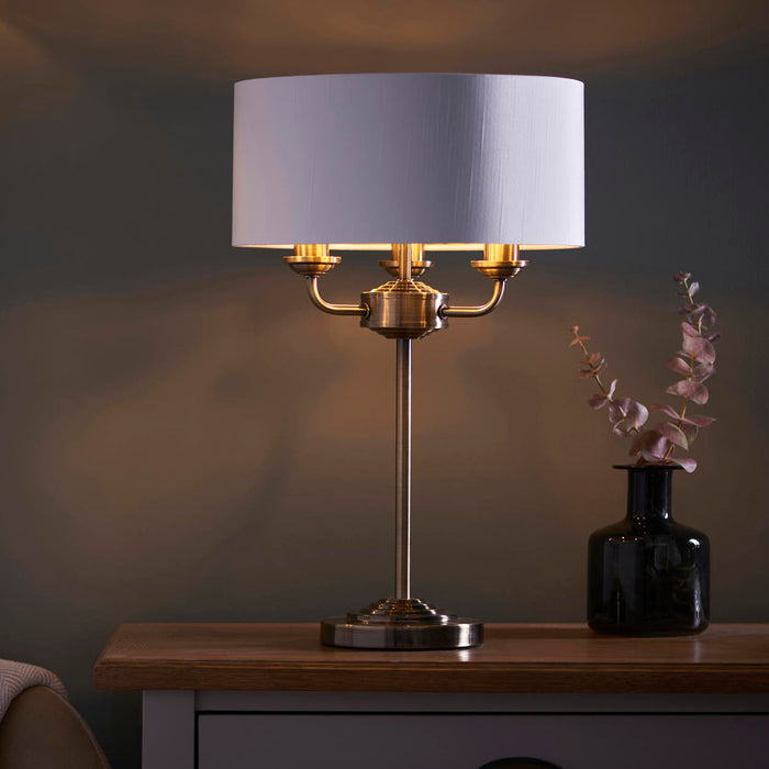 Highclere Three Table Lamp Antique Brass