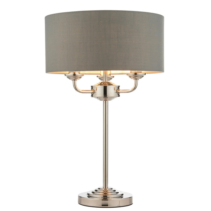 Highclere Three Table Lamp Bright Nickel