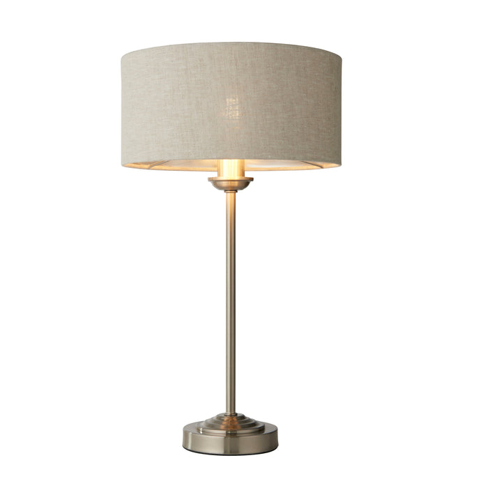 Highclere Table Light Chrome & Natural Linen