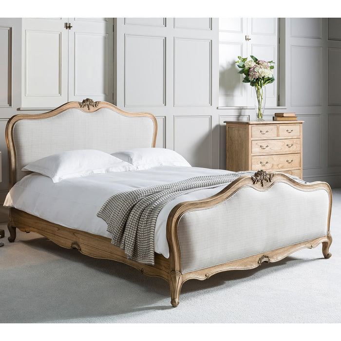 Chic Six Foot Linen Upholstered Bed Weathered