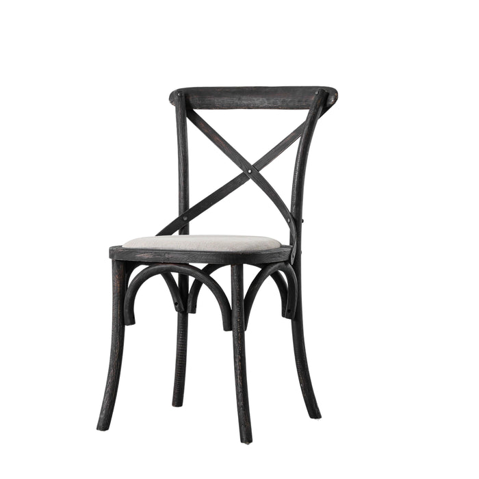 Cafe Chair Black Linen (Two Pack)