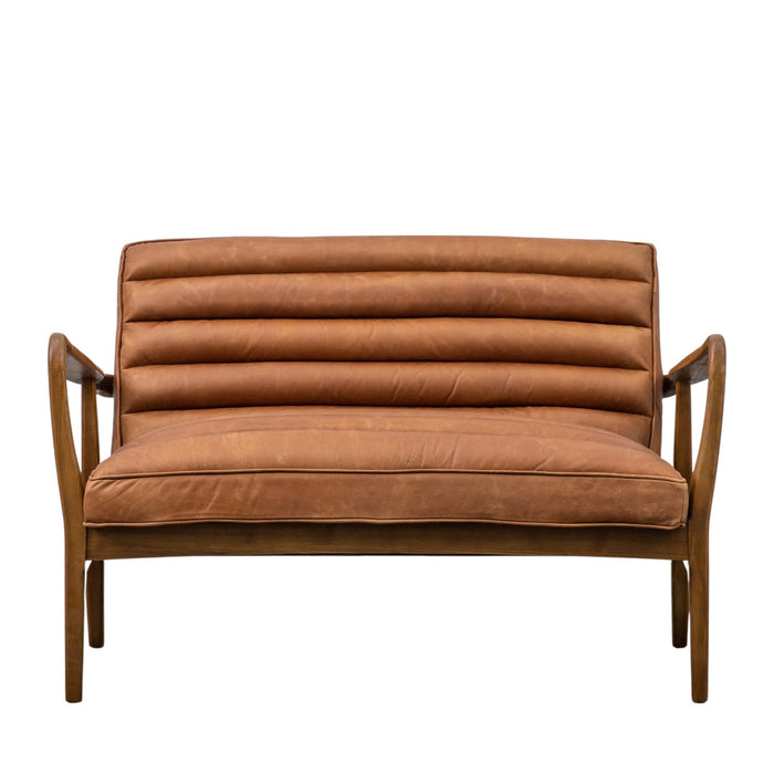 Datsun Two Seater Sofa Vintage Brown Leather