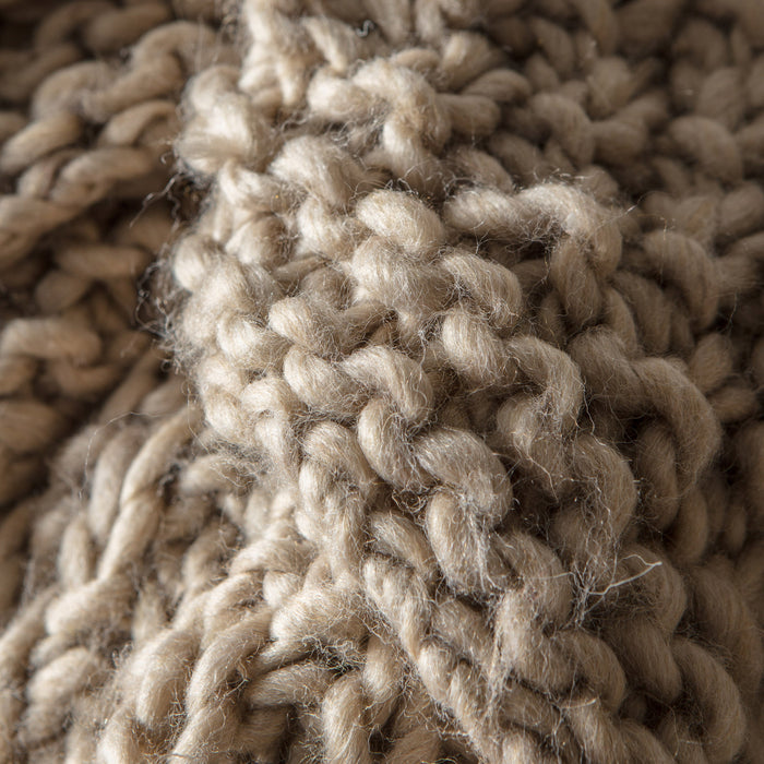 Moss Chunky Knitted Throw Oatmeal