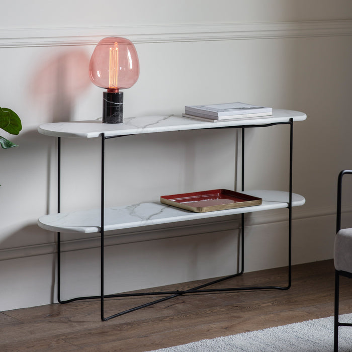 Linford Console Table White Marble