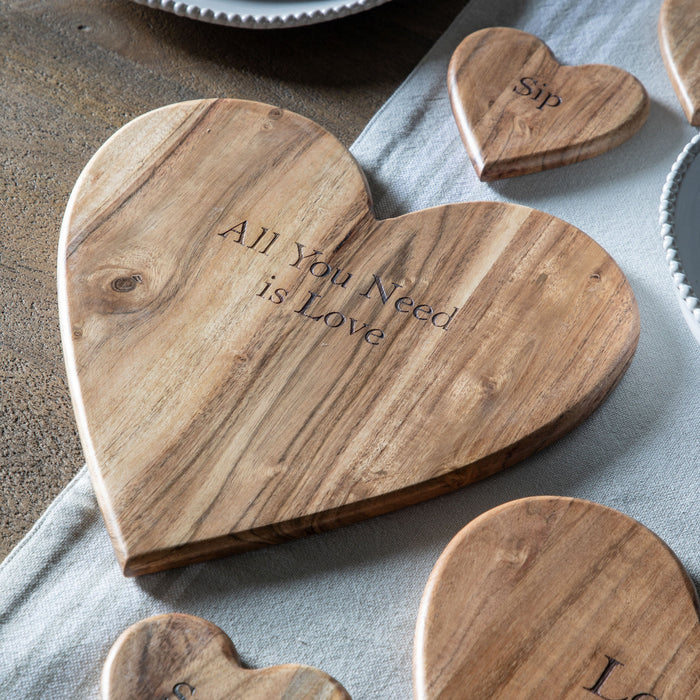 Emotive Heart Chopping Board Natural