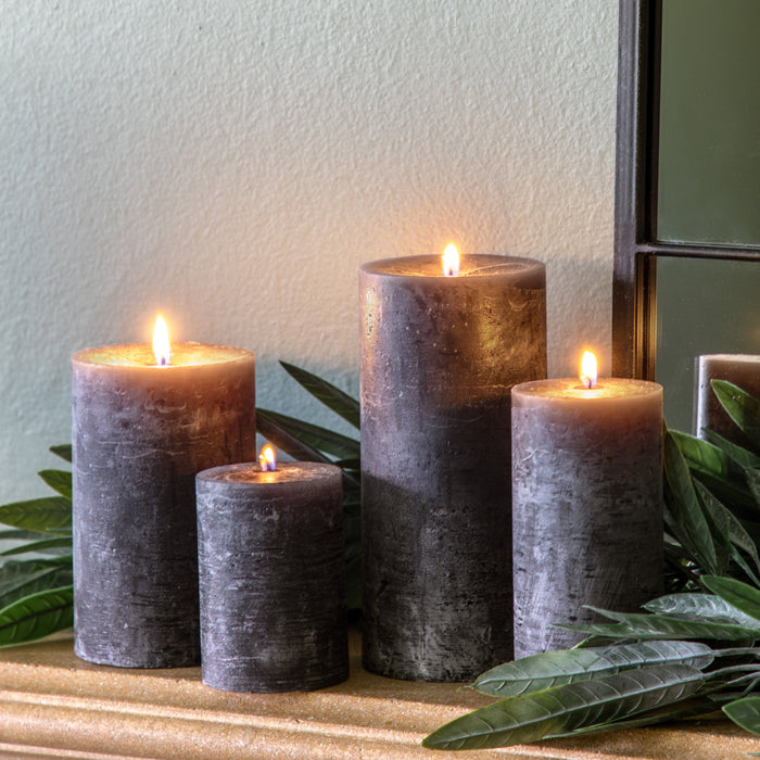 Pillar Candle Rustic Slate (Two Pack)