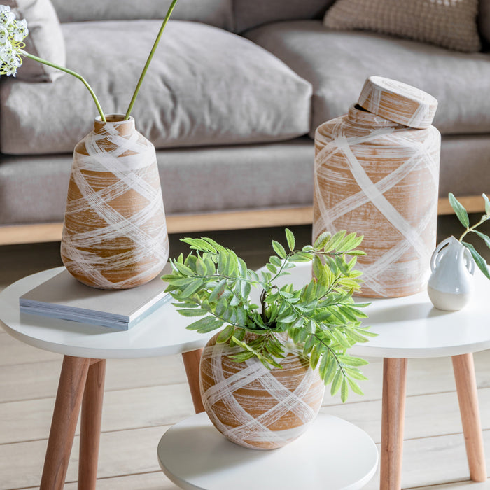 Tarka Vase Small Reactive BrownWhite