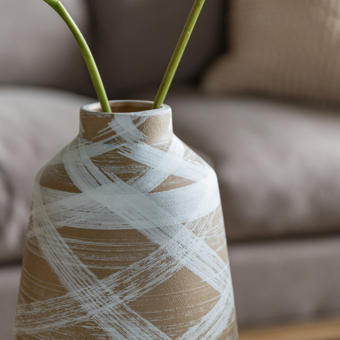 Tarka Vase Large Reactive BrownWhite