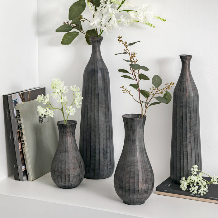 Enya Fluted Vase Large Antique Grey