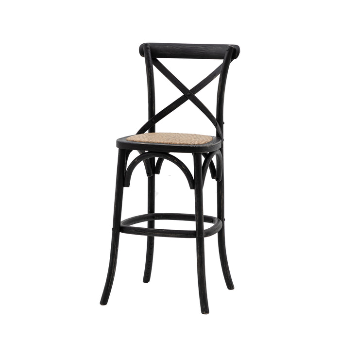 Cafe Stool Black/Rattan (Two Pack)