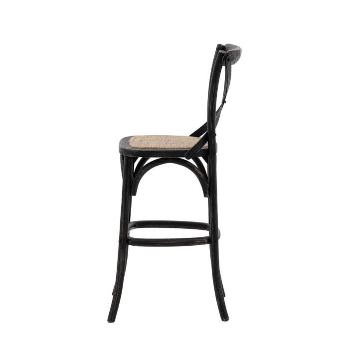 Cafe Stool Black/Rattan (Two Pack)