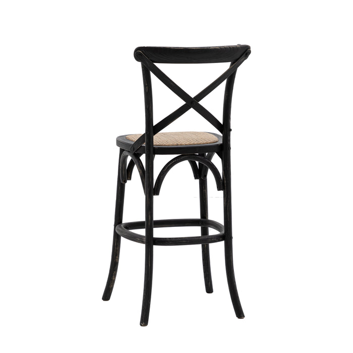 Cafe Stool Black/Rattan (Two Pack)