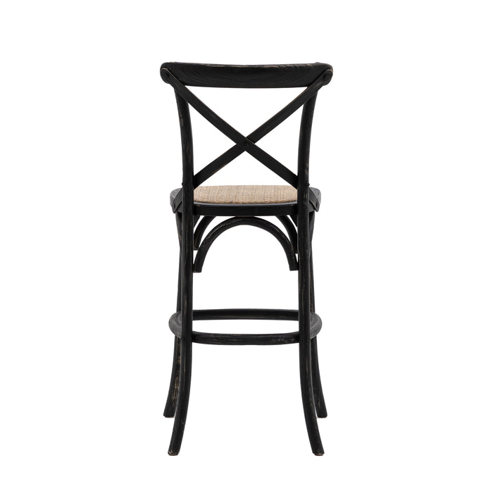 Cafe Stool Black/Rattan (Two Pack)