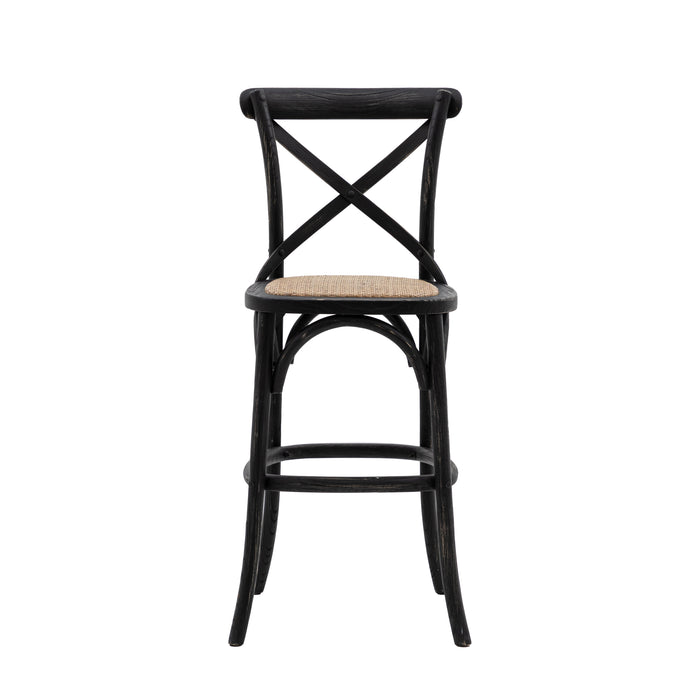 Cafe Stool Black/Rattan (Two Pack)