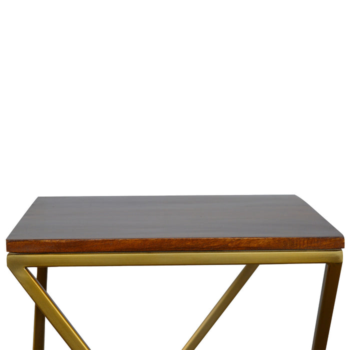 Chestnut Nesting Tables with Gold Base (Set of 2)