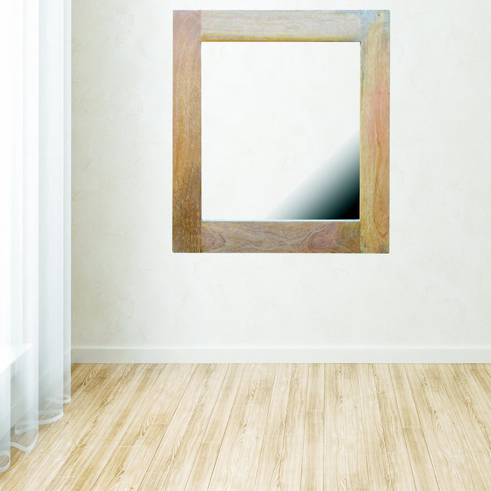 Square Wooden Framed Mirror